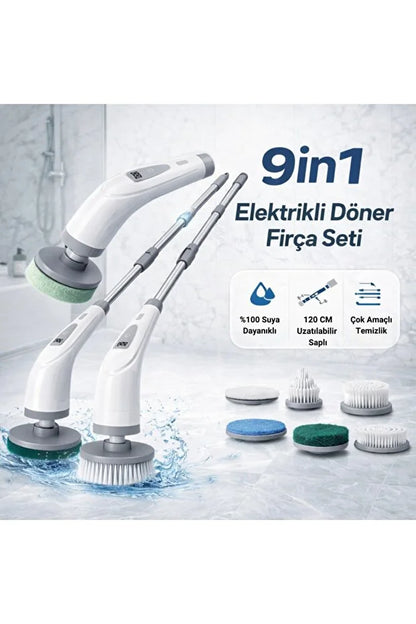 CleanForce Pro 9X – 9 Başlıklı Şarjlı Turbo Temizlik Fırçası
