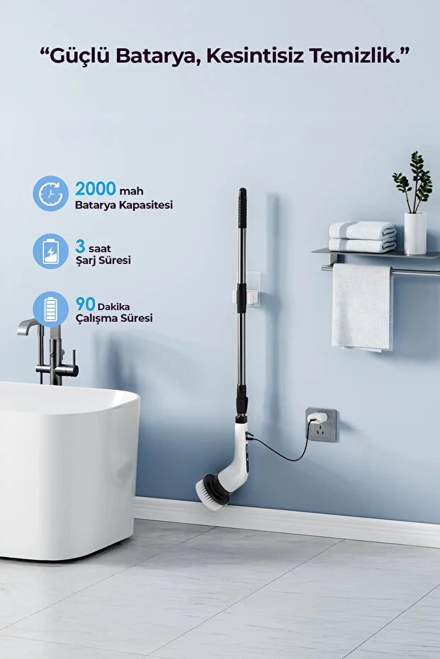 CleanForce Pro 9X – 9 Başlıklı Şarjlı Turbo Temizlik Fırçası