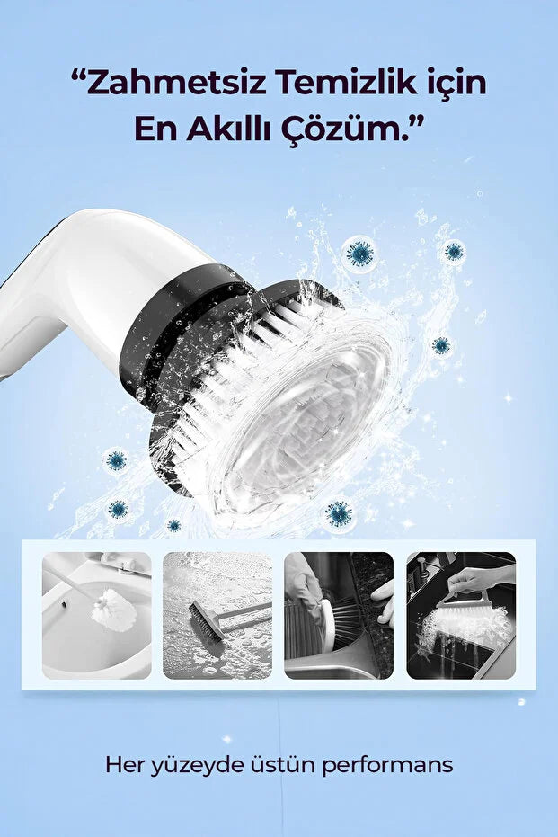 CleanForce Pro 9X – 9 Başlıklı Şarjlı Turbo Temizlik Fırçası