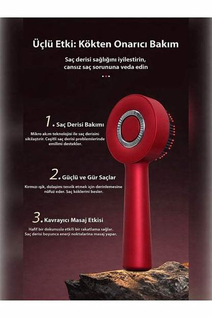 ZappyVibe HairBoost – Saç Masajlı Serum Hazneli LED Terapi Tarağı