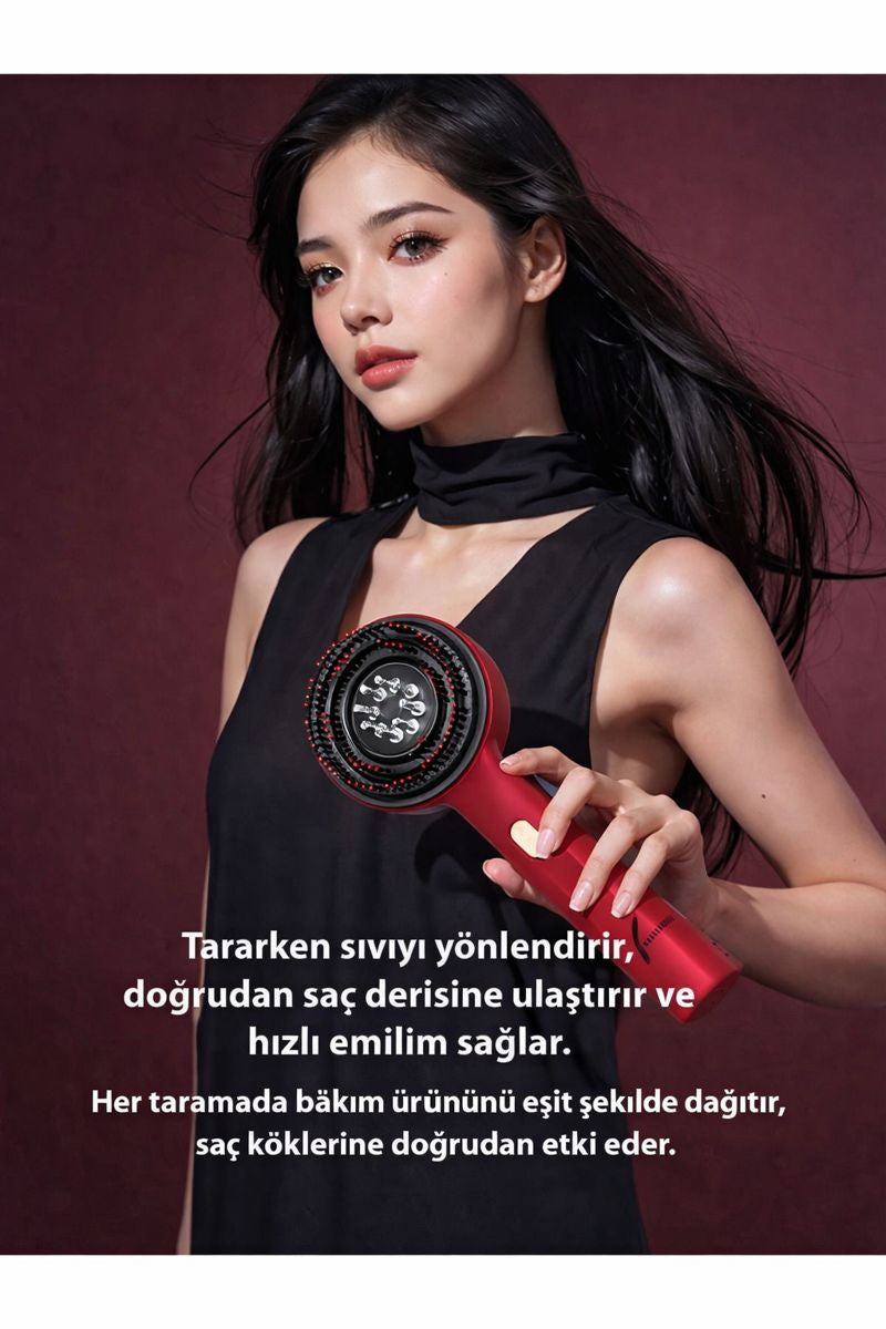 ZappyVibe HairBoost – Saç Masajlı Serum Hazneli LED Terapi Tarağı